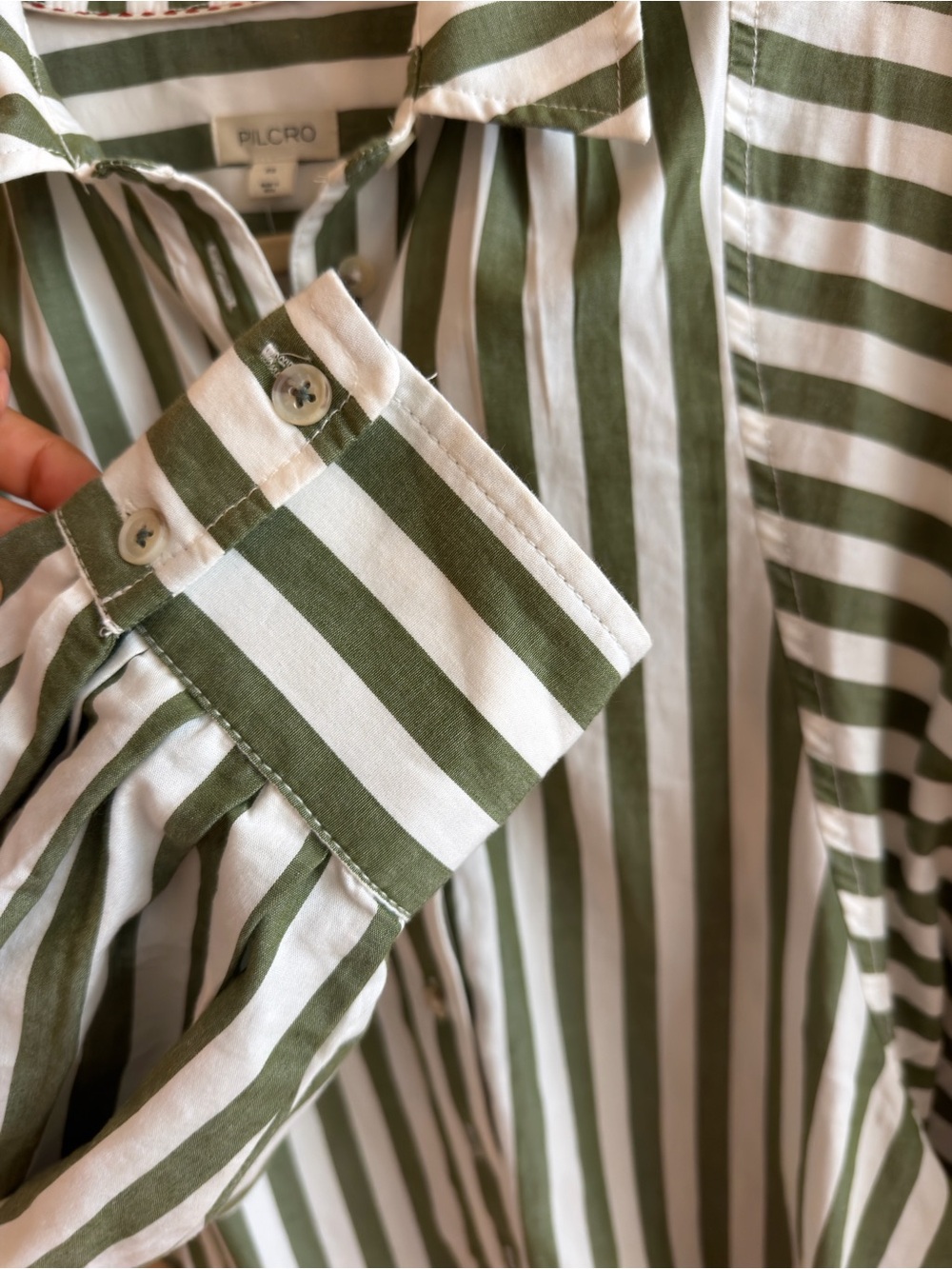 NWT Pilcro Anthropologie Green Striped Oversized Button-Down Shirt XS - Picture 6 of 8